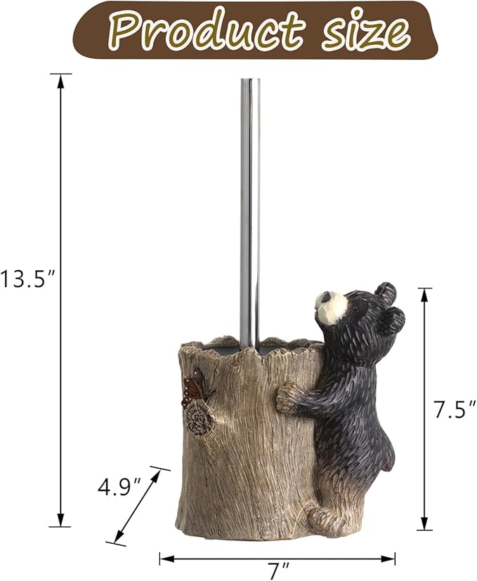 Bear Toilet Brush Holder Set Black Bear Toilet Bowl Brush Cleaner Bathroom