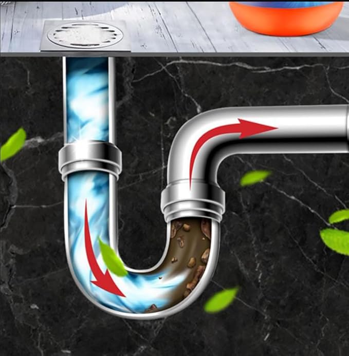 Dredging Agent Kitchen Unblocker Pipeline Dredging Agent Foaming Lemon Drain Cleaner Powerful Pipe Dredging Agent Pipe Unclogging Dissolving Agent for Kitchen Sink Drain (4)