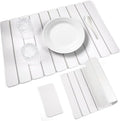 2 PCS Quick Dry Stone Dishes Mats for Kitchen CounterCollapsible Quick Drying Dish MatsUltra Absorbent Diatomaceous Earth Mats for Dishes Bottles Cups Match Any Countertop（White 24×16&amp 8x4）