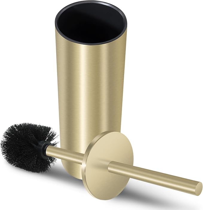 Stainless Steel Toilet Brush with Holder Set for Bathroom Storage and Organization Toilet Bowl Cleaner Brush and Holder (1 Gold)