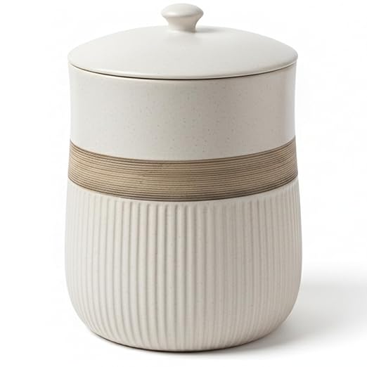 Escenzy Luxury White Bathroom Trash Can with Lid 5L | 7 x 10 | Modern Ceramic Trash Can | Decorative Waste Basket for Bathroom Bedroom Kitchen Hotels or Living Room Decor | Ideal Gift