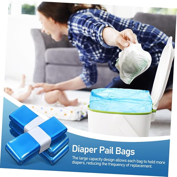 5 Rolls Blue Pe Diaper Trash Bags 260mm X 7m Leak-resistant Disposable Garbage Bags for Diaper Pail Refills and Home Trash Containers
