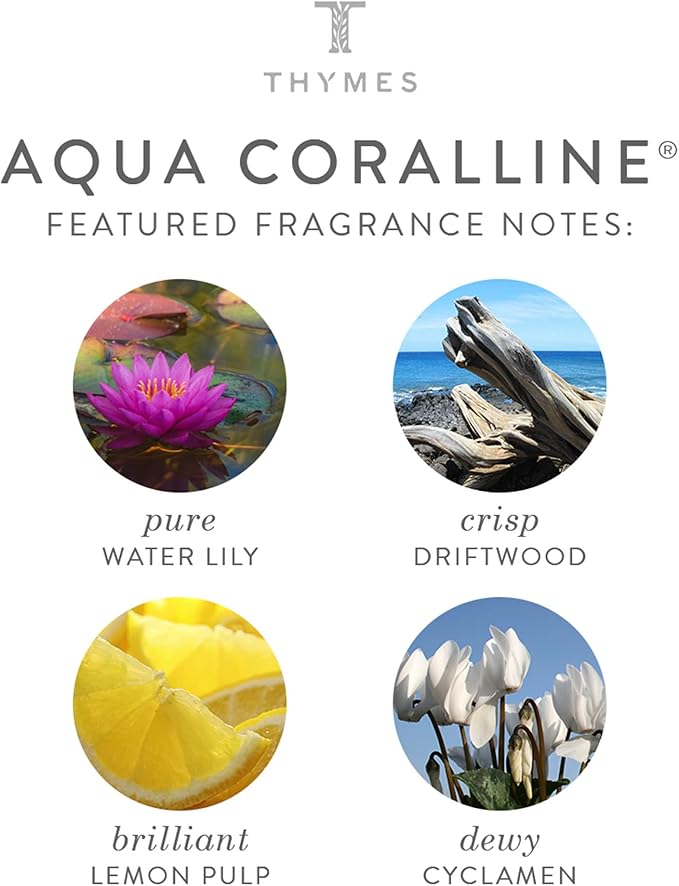 Thymes Home Fragrance Mist – Room Air Fresheners for Home Long Lasting – Air Freshener Spray – Premium Home Fragrance – Notes of Water Lily Crips Driftwood &amp Lemon Pulp (Aqua Coralline 3 oz)