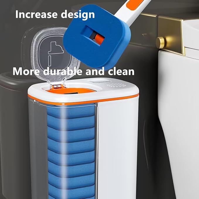 Toilet Brush System with 40 Count Refills Toilet Holder Bowl Wand Brush Cleaning Kit &amp Replacement Cleaner Refill Pads (40pcs Blue Ocean Refills)