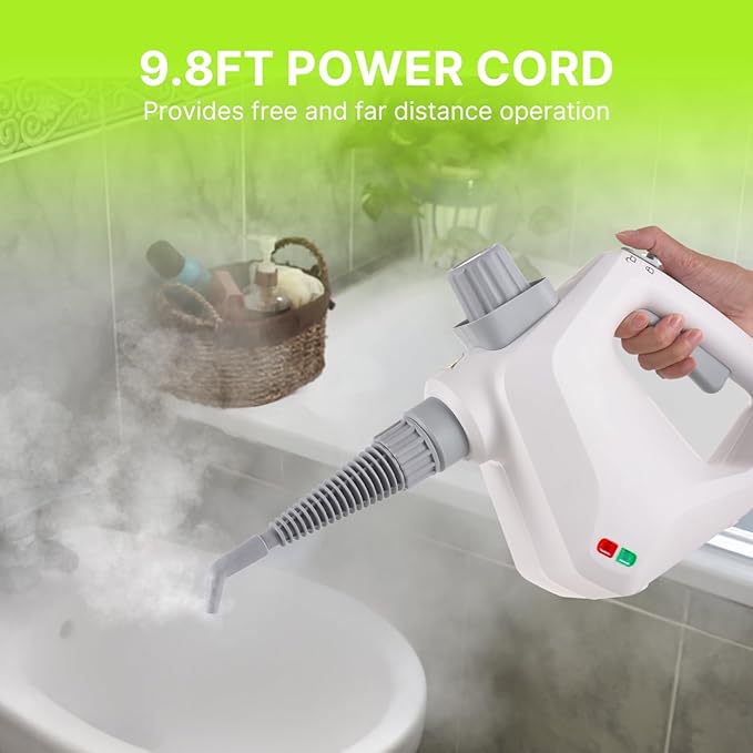 Aramox Pressurized Handheld Steam Cleaner Portable Floor Cleaner with Ergonomic Handle for Hardwood Tile and Car Interior 1000W 400ml Tank (US plug)