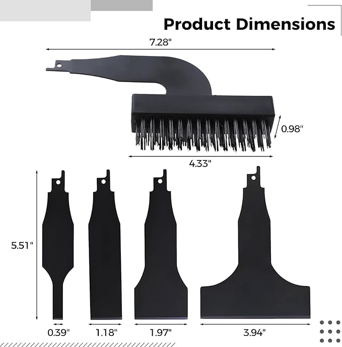 Heavy Duty 5 Pcs Cleaning Set Metal Rust Brush &amp Spatulas 4 Interchangeable Scrapers Stainless Steel Bristles for Concrete &amp Metal Cleaning