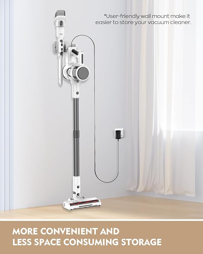 Cordless Vacuum Cleaner 80000 RPM Motor and Power Filtration Stick Vacuum with 2200 mAh Battery 35 Mins Worktime 2 Modes Rotated Multi-Heads Height-Adjustable Vacuum for Home (Gray Nickel)