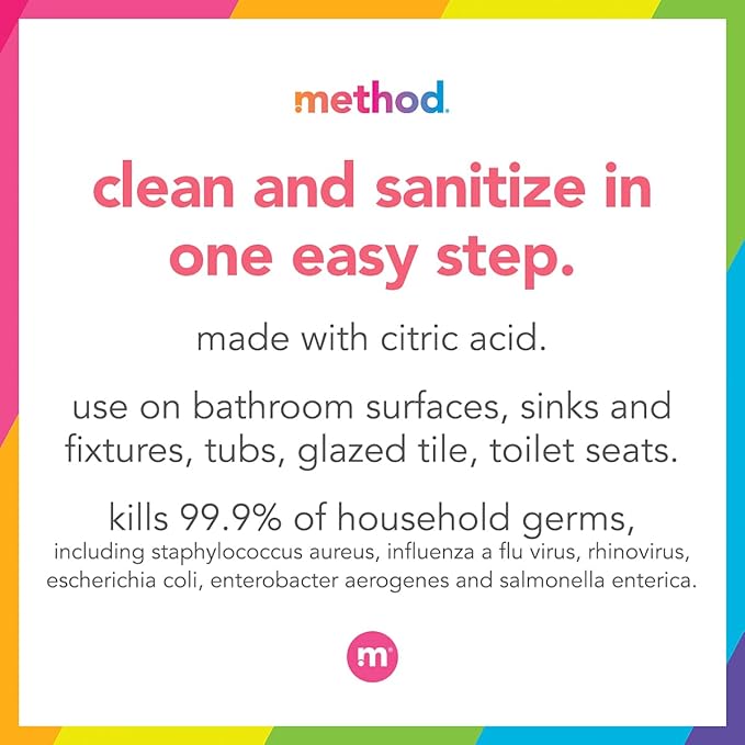 Method Antibacterial Bathroom Cleaner Kills 99.9% of household germs Spearmint 28 Fl Oz 4 pack