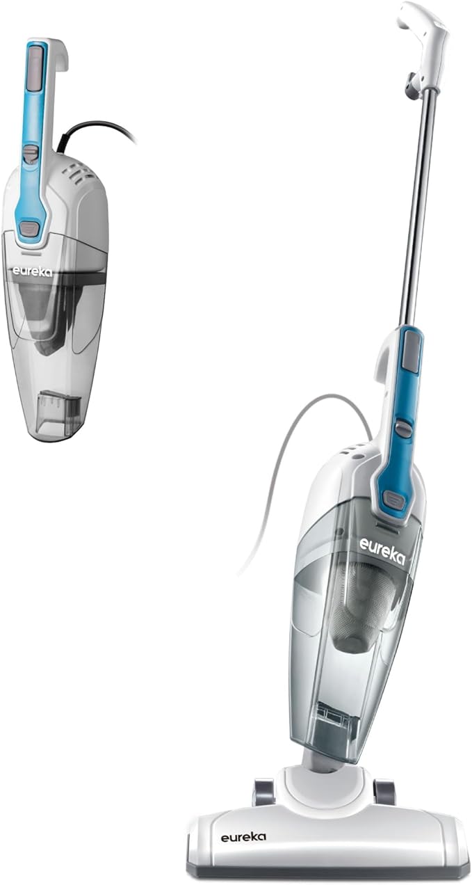 Eureka Corded Stick Vacuum Cleaner for Home Pet Hair Lightweight Stick Vacuum Cleaner with Powerful Suction for Carpet Tile and Hard Floor Aqua Blue 3-in-1 Handheld Vac NES100