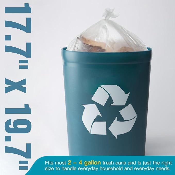 Small Trash Bags 2-4 Gallon Trash Bag 1000 Count Super Value Small Garbage Bags Bathroom Mini Trash Bags Unscented Clear Wastebasket Bin Liners Plastic Bags