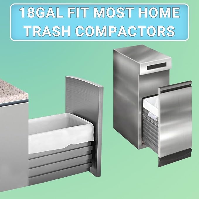 18 Gallon 2 Mil Lemon Scent Heavy Duty Compactor Trash Bags 60 Count Reinforced Drawstring Garbage Liners Fit 18 Gallon Compatible with Kitchenaid Whirpool GE 15 Inch Compactors GRAND SAVE!
