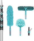 30 Foot High-Reach Duster Kit with 6-24FT Extendable Pole - High Ceiling Duster Cleaning Kit with Telescopic PoleCobweb Duster Window Squeegee Microfiber Feather Duster