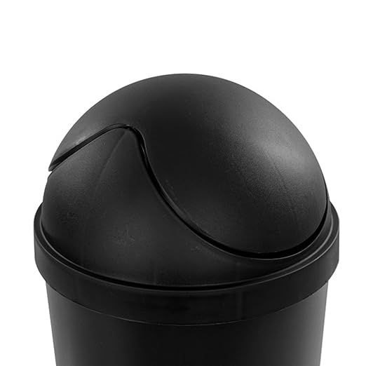 Sterilite 6 Pack SwingTop Wastebasket Round Trash Can w/Swing Top Lid 3 Gallon Black