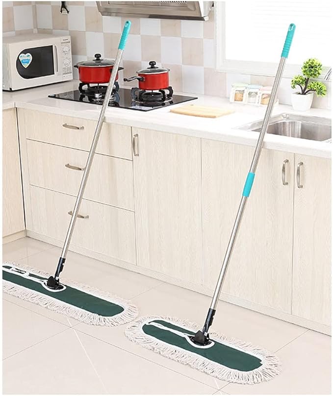 Large Cotton Thread Flat Mop with Adjustable Handle Hardwood Floor Clean Office Home Industrial Cleaner Dry Dust Floor