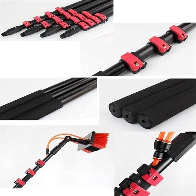 Window Cleaning Equipment Water Fed Pole Kit Extendable Window Cleaner Solar Panel Cleaner Kit 18-36ft Window Cleaning Pole Multi Purpose Water Spray Brus(9m/30FT)