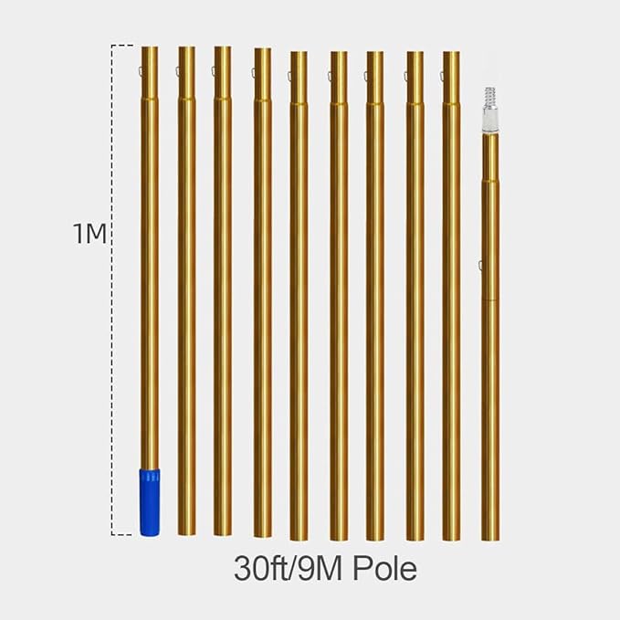 Window Cleaner Kit Water Supply Retractable Retractable Window Cleaning Rod Extended Cleaning Brush for Cleaning Photovoltaic and Solar Panels（35cm Brush Head）9M/30Ft