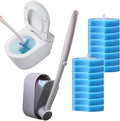 Wall Mounted Toilet Brush - Sponge Toilet Scrubber Kit Refillable Cleaner | Replaceable Head Anti Rust Stain Remover Product for Toilets Bowl Bathroom Cleaning 16 Refill Pads Hygienic Sanitation