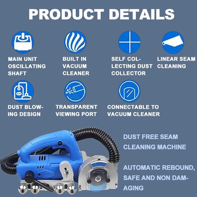 1200w Tile Joint Cleaning Machine Electric Tile Grout Remover Machine for Cleaning Shower Tiles Joints and Removing Old 1.2mm Seam Cleaning Sheet B