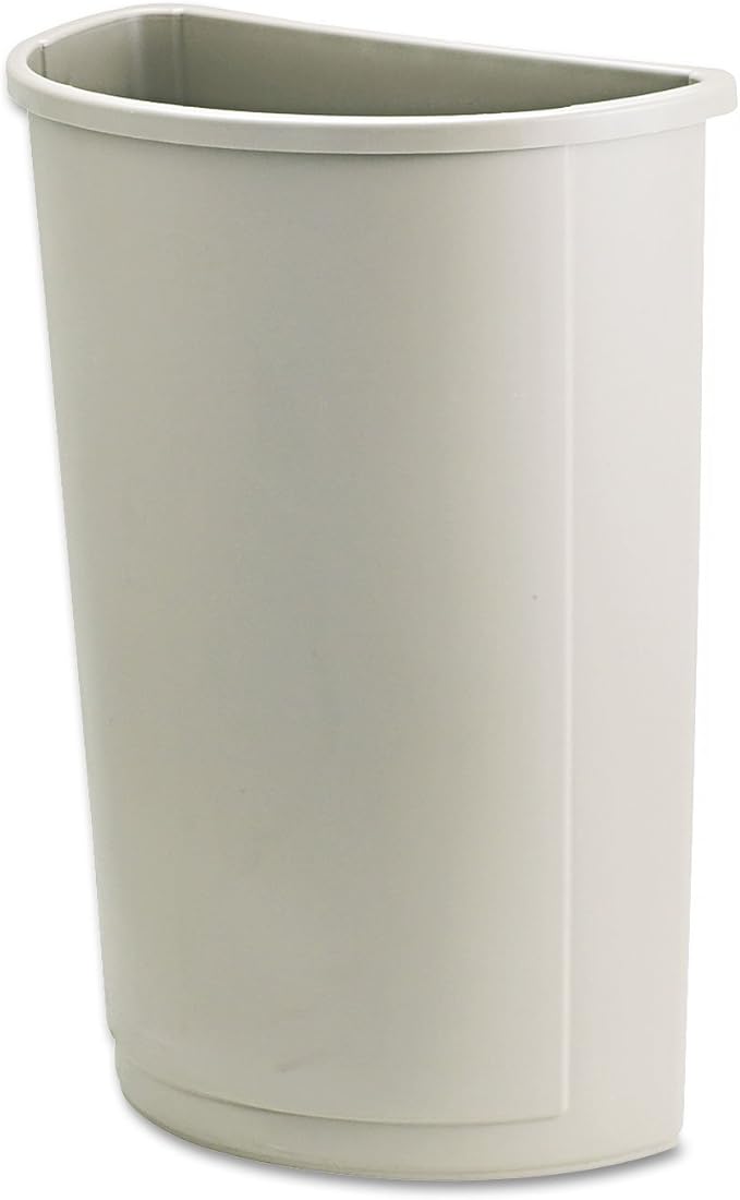Rubbermaid 352000BG Untouchable Waste Container Half-Round Plastic 21gal Beige