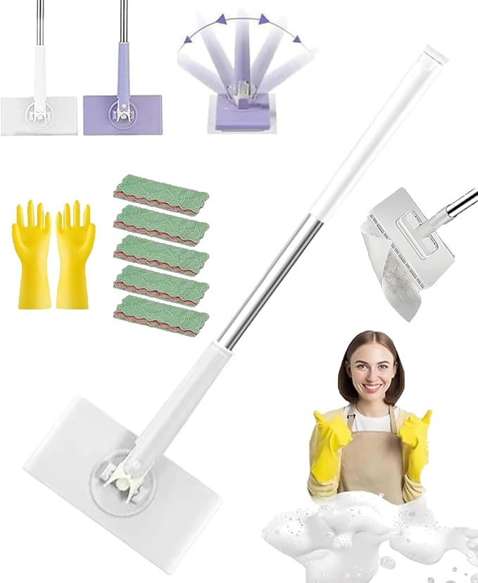 Snap Grip Mini Mop Cloth Changing Mini Mop Magic Cleaning Cloth 5 Automatic Gripping or Releasing 360° Rotating Head &amp Universal CompatibilityWet/Dry Use for Multi Cleaning(White 5 Cloth)