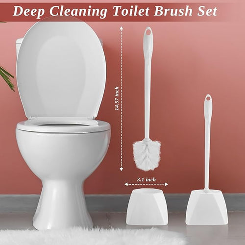 15 Sets Toilet Holder and Brush Set 16.14 Inch Toilet Bowl Cleaner Brush with Caddy Bathroom Scrub Plastic Scrubber with Long Handle for Bathroom Cleaning Easy to Assemble (White)