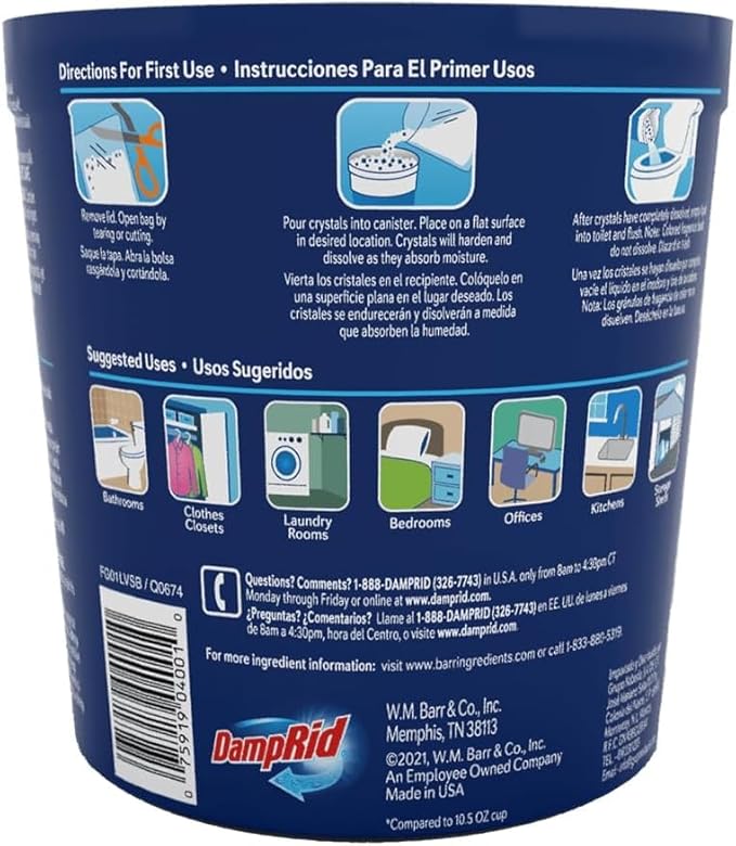 Damp Rid Refillable Moisture Absorber – Pure Linen Humidity Absorber &amp Odor Absorber with 11oz Cup and 44oz Refill Bag Cleaner Air for Closet &amp Bathroom – ILIOS Packaging