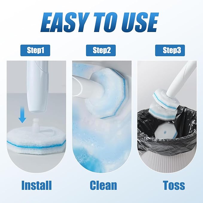200PC Toilet Bowl Wand Refills Replacement Heads for Bathroom Washroom Cleaning Pads Disposable Toilet Brush Refills Compatible with Household Brushes Scrubbers Cleaning Refill Pads