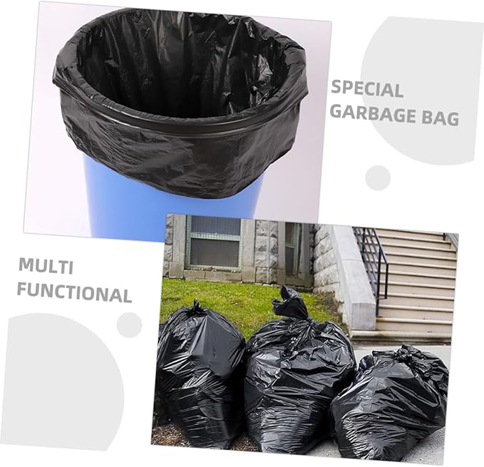 TEHAUX Extra Large Black Garbage Bags 50pcs 80x100cm Heavy Duty Trash Bags for Kitchen Outdoor Commercial Use Suitable for 100l Bins