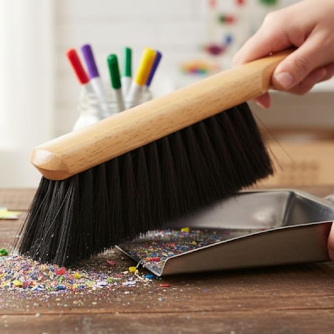 Soro Essentials- 8 Hand Broom Counter Brush with Tampico Bristles- Counter Brush with Soft Bristles and Wooden Handle Dusting Brush for Cleaning Counter Car Bed Couch Furniture