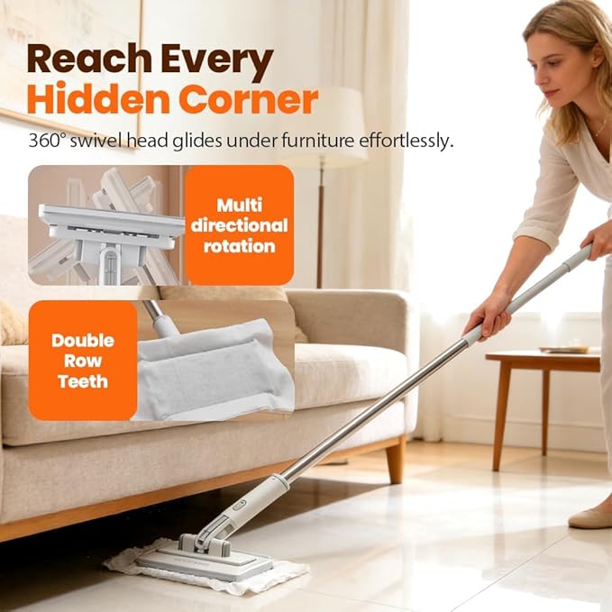 Mini Mop - Instant Touch-Free Cloth Change Convenient Cloth Changing Mini Mop with Locking Head Lazy Zero Touch Mini Mops Wet and Dry for Kitchen House