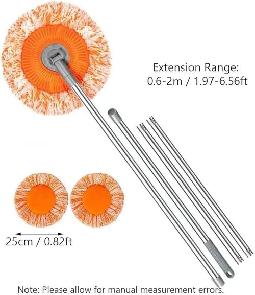 180° Rotatable Adjustable Cleaning Mop with 3 Mop Head 78 Inches Long Handle Wet &amp Dry Mopping Suitable for Floor Door Window Ceiling and Bathroom