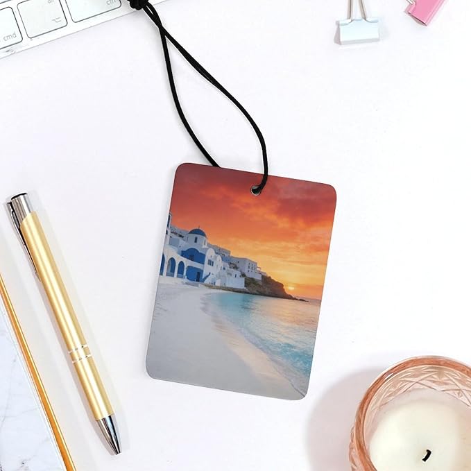 5PCS Car Air Freshener Hanging Personalized Double Sided White Coastal Town Car Fresheners Long Lasting New Cars Scents Cute Automotive Freshies for Closets Drawers (tea)