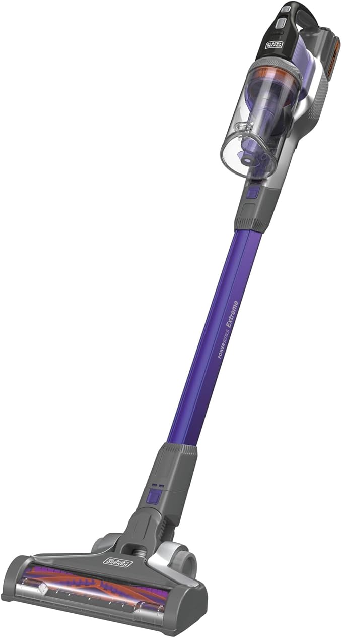 BLACK+DECKER Pet Hair Vacuum Cordless Vacuum Cleaner Pet Hair Up to 55 Minutes of Runtime Interchangeable Floorhead Maximum Suction Multi-Surface Light Weight Powerseries Extreme (BSV2020P)
