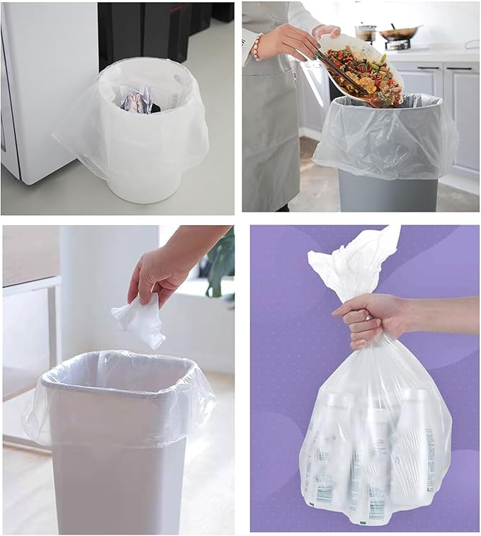 320 Count 8 Gallon Trash Bags Clear Medium Garbage Bags Strong Leakage-FreeUnscented 30 Liter Thick for Bathroom Office Kitchen Waste Basket Trash Can (Clear 8 Gallon-320 Count)