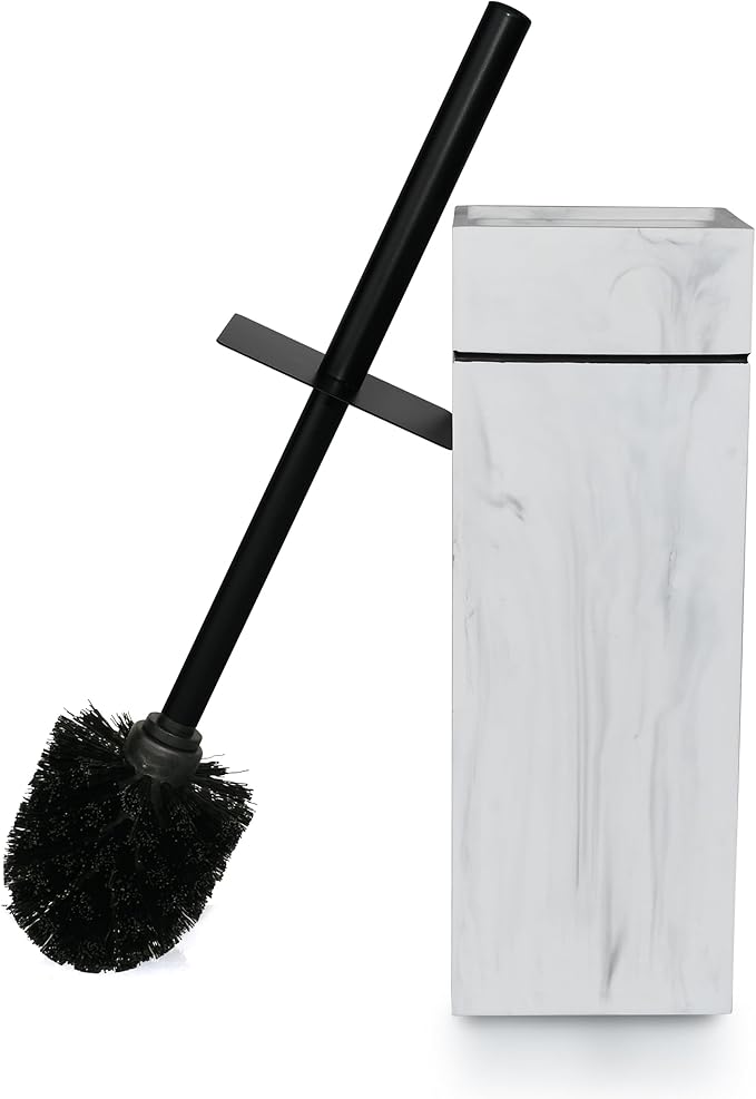 Black Line Design Resin Toilet Bowl Holder and Brush Set Stylish Bathroom Cleaning Tool with Durable Bristles Compact and Functional
