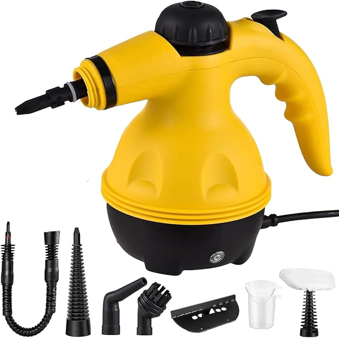 Handheld Steam Cleaner for Home 1000W Pressurized Steam Cleaner with 9Pcs Accessories Multi-Purpose Portable Deep Steamer for Cleaning Windows Couch Car Grout Grime Grease