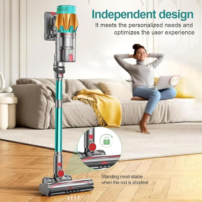 Cordless Vacuum Cleaner 550W 65Kpa 40Mins Vacuum Cleaners for Home LED Screen Stick Vacuum Cleaners Anti-Tangle 1.2L Dust Cup 4 in 1 Lightweight Vacuum for Hardwood Floor Carpet Pet Hair