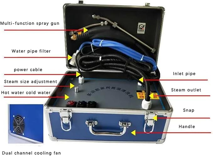 Handheld Steam Cleaner Multi-Purpose Pressurized Electric Steam Cleaner Steam Cleaner for Car Detailing Bathroom Kitchen Grout and Tile (220V/3000W)