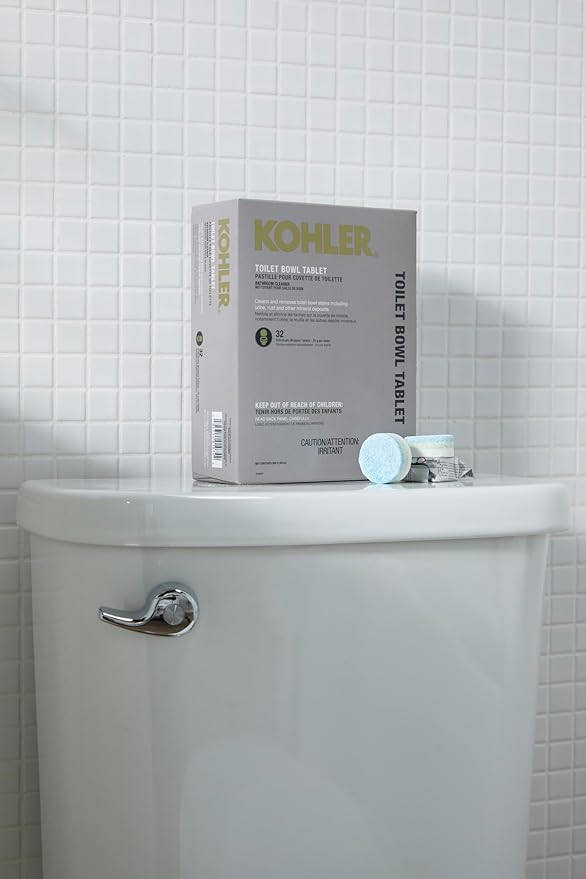 Kohler K-28634-NA Toilet Bowl Cleaning Tablets Clean &amp Remove Stains Fresh Ocean Scent 32 Individually Wrapped Tablets