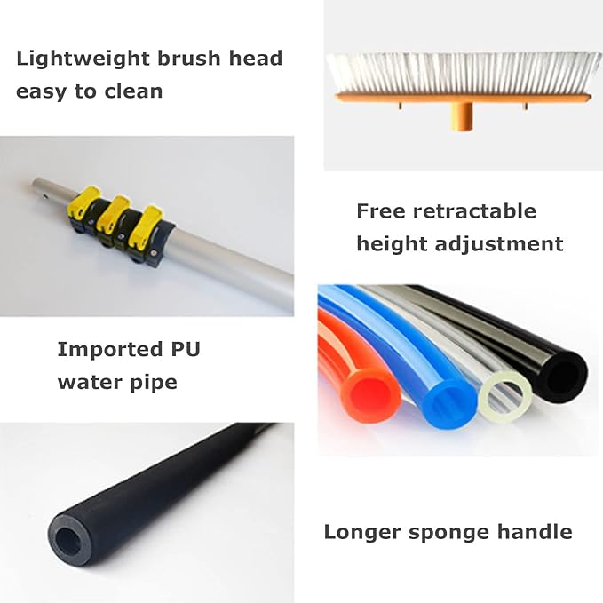 Water Fed Telesbrush Window and Solar Cleaning Pole with Brush Window and Solar Panel Cleaning System Windows Cleaning &amp Washing Tool (3.6M-11.5M)24Ft/7.5M/32Ft/10.