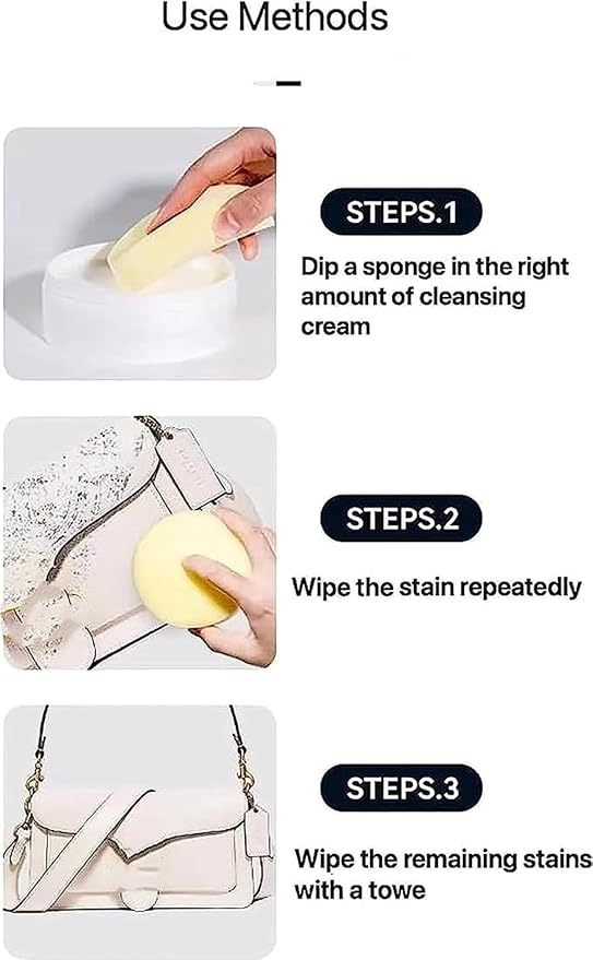 M-Bimr Small Molecule Stain Remov Multipurpose Cleaning Cream White Shoe Cleaning Cream with Sponge Just Rub It Bright No Need to Wash (3pcs)