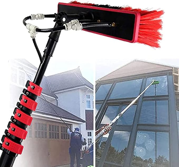 Window Cleaning Pole 3In1 Water/Hose Fed Pole Cleaning Brush Equipment Window Cleaning Pole Water Fed Telescopic Brush Cleaning Photovoltaic and Solar Panels