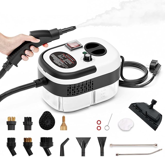 2500W Handheld Steam Cleaner High Pressure Steam Cleaner for Car &amp Home Portable Steam Cleaner for Walls Tile Grout &amp Furniture 6-Level Control with 40.6oz Tank
