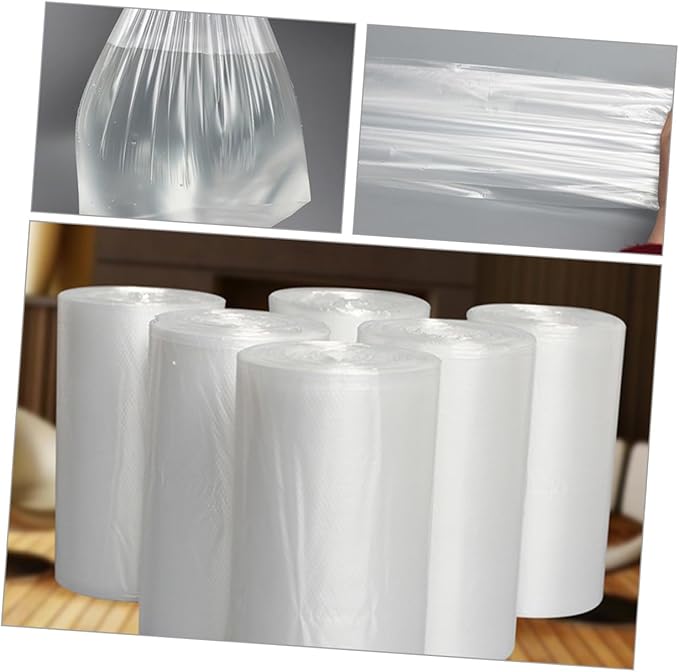 Thickened Plastic Trash Bags 6 Rolls (45×50cm 30pcs Each) Disposable Flat Opening Garbage Bags for Home Bedroom Office Waste Disposal