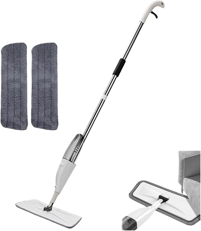 Spray Mop Reusable Rotating Magic Flat Mops with Microfiber Pads Wet and Dry Cleaner Household Cleaning Tools Accessories(1mop3cloth)