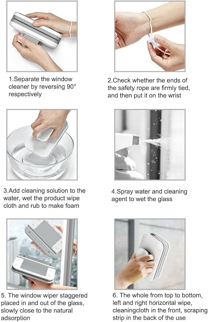 Magnetic Window Wiper Cleaner Double Sided Magnetic Window Brush Effort Saving Magnetic Glass Wiper Adjustable Double-Side Glass Cleaning Accessory