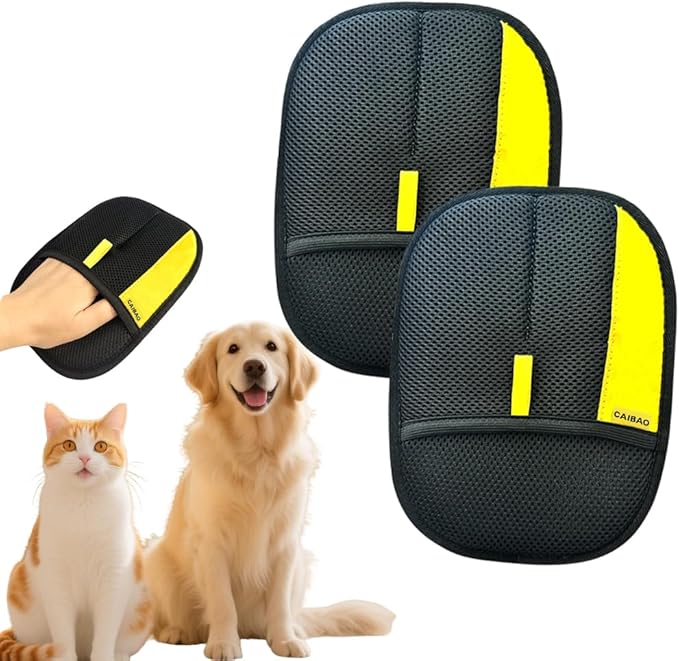Electrostatic Pet Hair Removal Gloves: Quick Wiping - Reusable &amp Washable for Sofa Clothing Pet Beds Effortless Cats &amp Dogs Hair Remover for Busy Pet Owners (2pcs-Black)