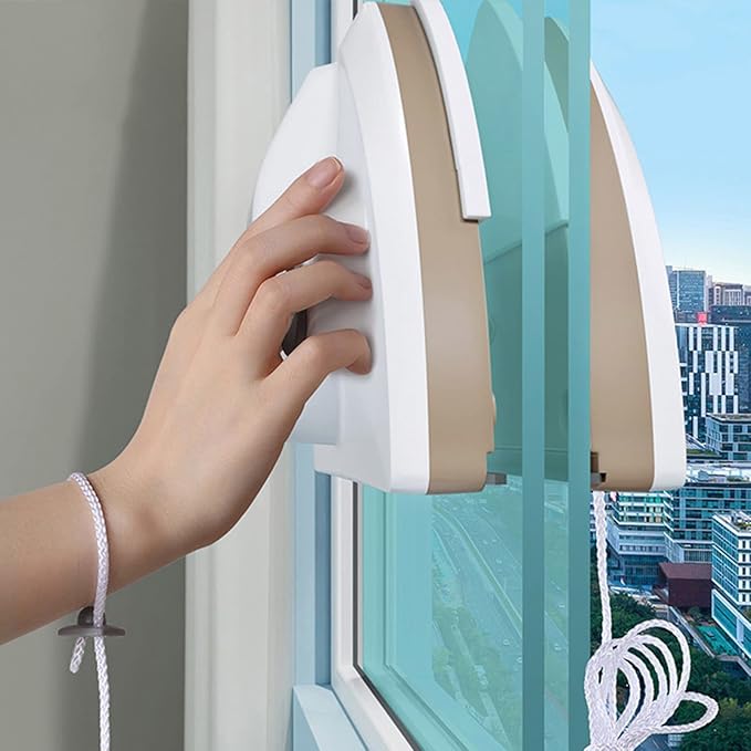 Window Cleaner Magnetic Double Side Magnetic Wash Window Wiper Magnetic Brush Magnetic Household Glass Cleaner Magnetic Window Cleaning Brush Tool Adjustable Thickness 15-30Mm