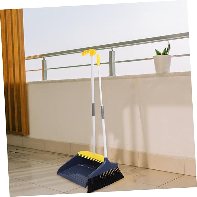 Beaupretty Long Handle Broom and Dustpan Set for Household Cleaning Soft Bristles Anti-Wind Dustpan for Indoor Use Home Kitchen and Office Spaces