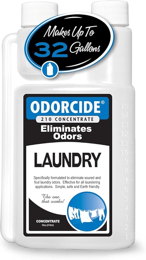 Odorcide Concentrated Fresh Linen Scent Laundry Odor Eliminator for Strong Odor All Laundry Uses – Safe Non-Enzymatic Odor Neutralizer – Laundry Odor Remover for Smoke Sweat &amp Pet Odors (16oz)